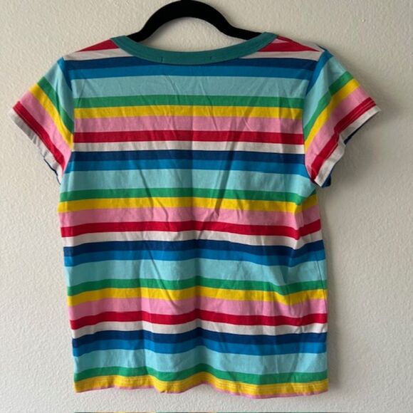 Pam & Gela Rainbow Ringer Tee Teal Band Size P XS - Picture 2 of 5